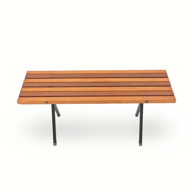 Metal and Wood Bench, 1950s For Sale - Image 14 of 14
