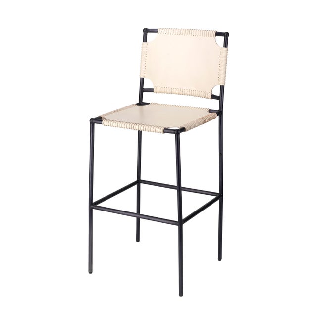 2020s Jamie Young Asher Bar Stool in White For Sale - Image 5 of 5