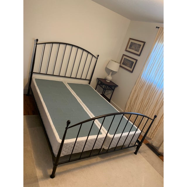 Transitional Crate Barrel Porto Queen Full Wrought Iron Bedframe