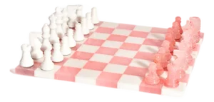 Italian Rose Pink/White Large Alabaster Chess Set