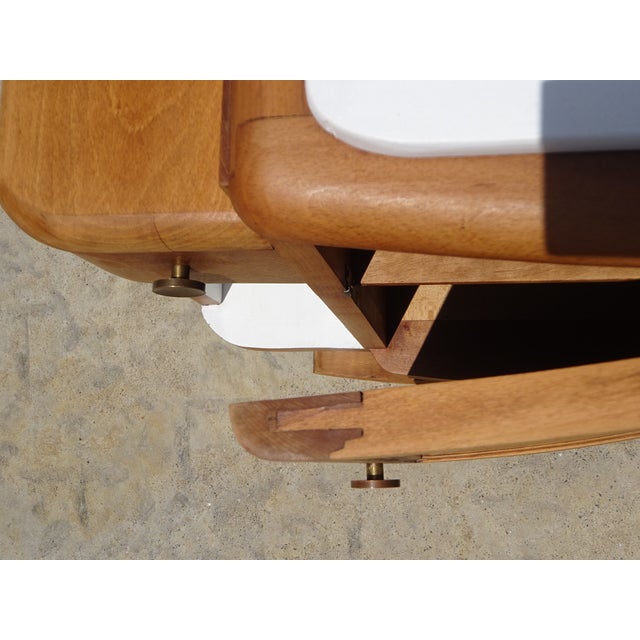 White Large Art Deco Bedside Table in Light Wood, 1930s For Sale - Image 8 of 18