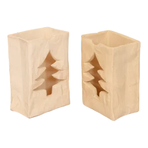 Ceramic Christmas Paper Bag Candle Holders - a Pair