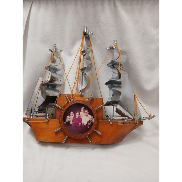 1950s Yankee Clipper Ship Wooden Sailing Boat‎ Wood Mantel Display Decor Vintage For Sale - Image 11 of 15