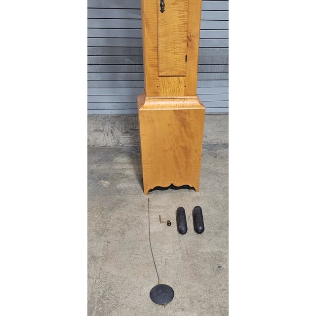 Late 20th Century David T. Smith Tiger Maple Tall Case Clock Grandfather Clock Ohio Benchmade For Sale - Image 14 of 15