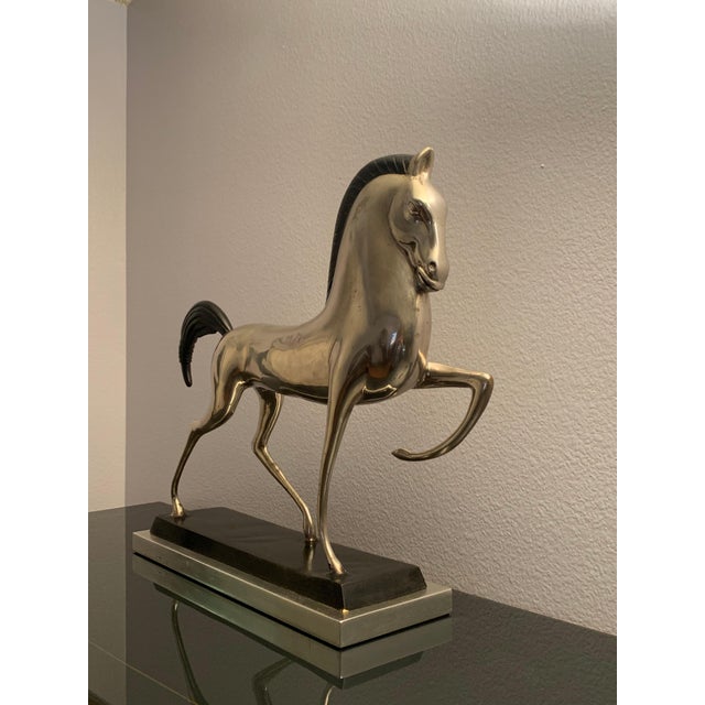 Art Deco Style Silvered Brass Etruscan Horse Sculpture