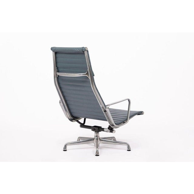 Early 21st Century Eames Blue Gray Leather Office Lounge Chair for Herman Miller - Pair Available For Sale - Image 5 of 14