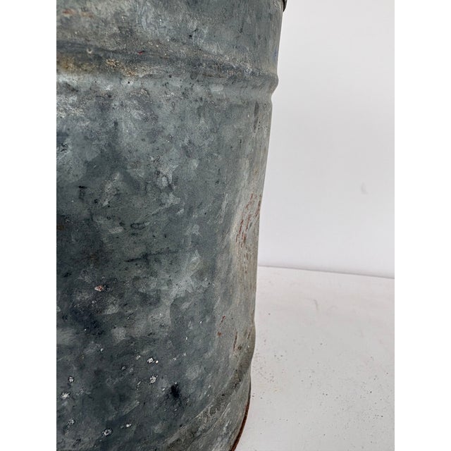 Early 20th-Century Galvanized Metal Oil Can With Wooden Handle For Sale - Image 11 of 11
