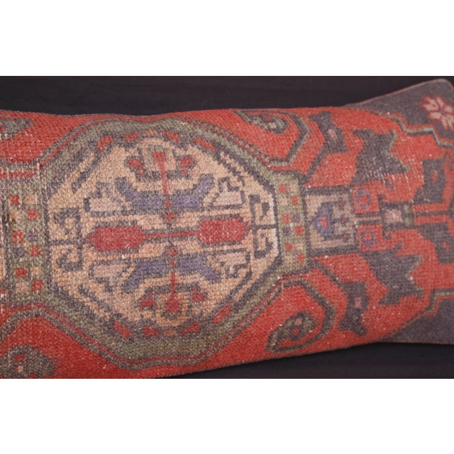 Antique-Style Turkish Oushak Rug Pillow – Handwoven Tribal Lumbar Cushion -15'' X 17'' For Sale - Image 11 of 12