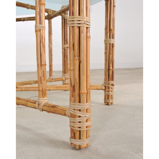 McGuire Organic Modern Octagonal Blonde Bamboo Dining Table For Sale - Image 13 of 18