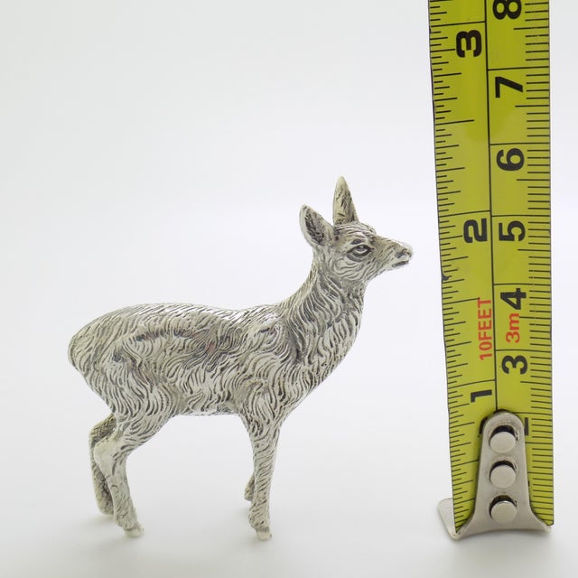 Vintage Italian Handmade Genuine Silver Deer / Fawn Figurine Rare Solid Statue For Sale - Image 10 of 11