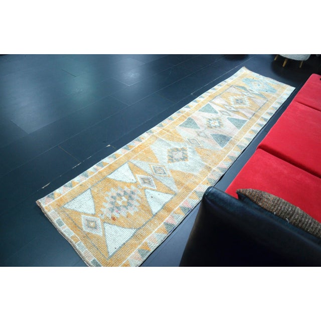 1960s Vintage Geometric Design Turkish Herki Runner For Sale In Phoenix - Image 6 of 11