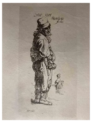 Charles Amand Durand after Rembrandt, A Peasant Calling Out, 19th Century, Engraving
