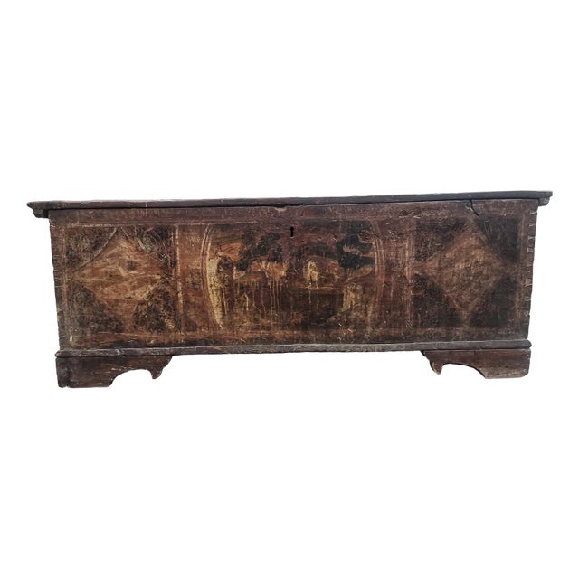 Trunk with painted front, Italy, 1800s For Sale