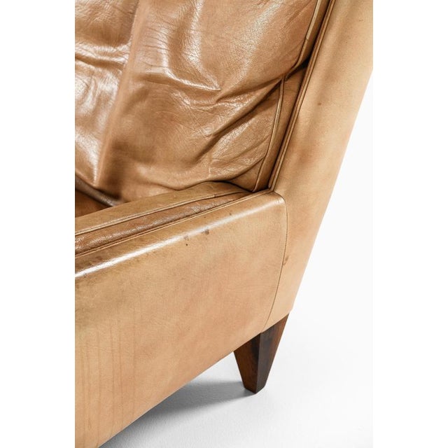 Set of Easy Chair and Ottoman in Leather and Rosewood attributed to Illum Wikkelsø, 1960s For Sale - Image 6 of 12