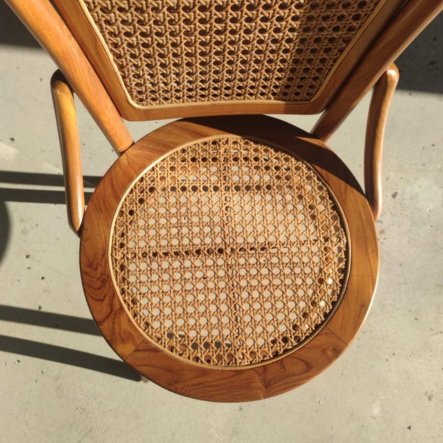 Vintage Natural Wood Cane Chair, 1980s For Sale - Image 13 of 18