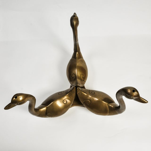 Brass Vintage Brass Swan Coffee Table With Round Glass Top For Sale - Image 8 of 14