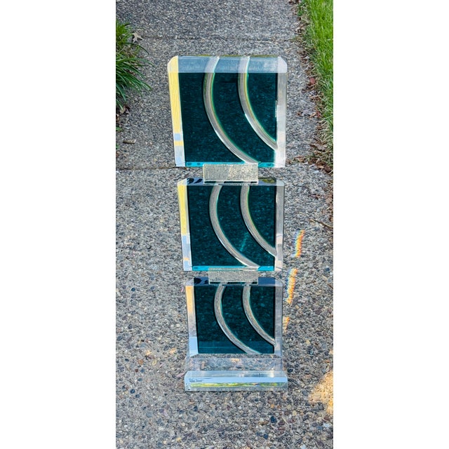 Contemporary Vintage David Muniz 29" Lucite Art Sculpture Turquoise Blue & Clear Signed '02 For Sale - Image 3 of 16
