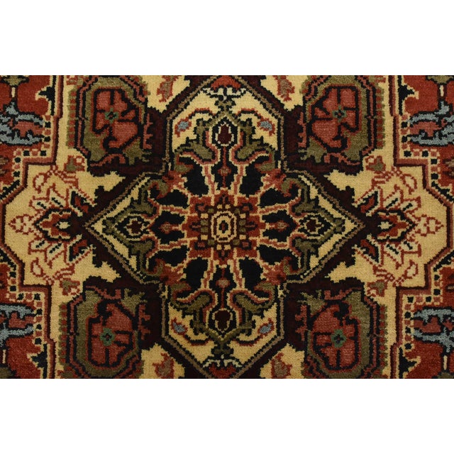 Heriz Runner 4′ X 12’1” Red Wool Tribal Hand-Knotted Oriental Rug For Sale - Image 9 of 13