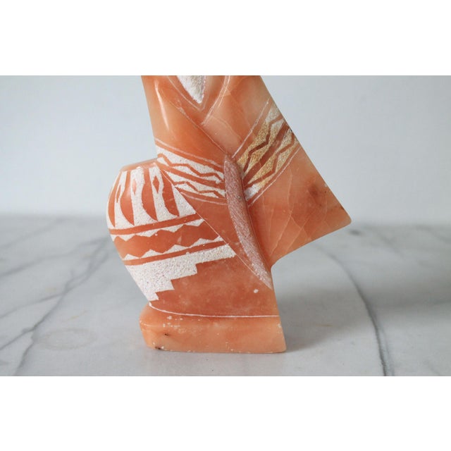 Vintage Hand-Carved Native American Navajo Orange Alabaster Stone Sculpture For Sale - Image 4 of 11