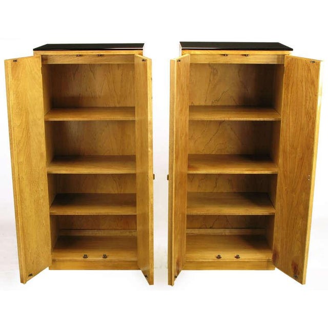 Pair Ash & Black Glass Narrow & Tall Chairish