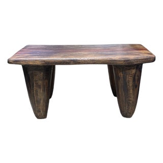 Vintage African Carved Wood Senufo Low Table/Stool 23" W For Sale
