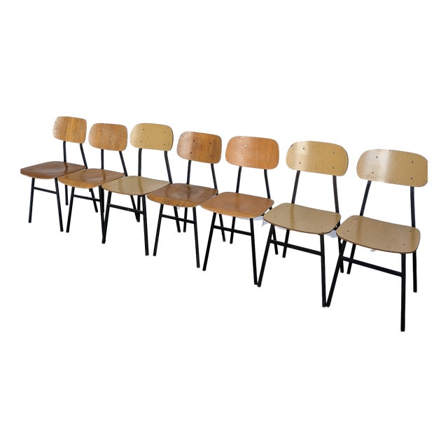 Vintage Industrial School Chairs from Stol Kamnik, Former Yugoslavia, 1970s, Set of 7 For Sale