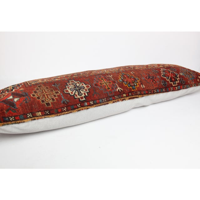 Antique Vintage Tribal Handwoven Wool Lumbar Pillow -16'' X 46'' For Sale - Image 4 of 11