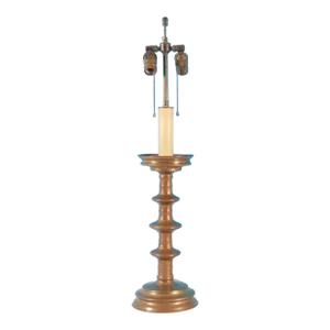 Tall Antique 19th Century Continental Bronze Altar Candlestick Mounted as a Table Lamp