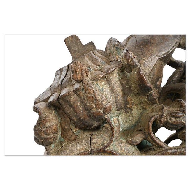 Brown Teak Sculpture on Base For Sale - Image 8 of 9