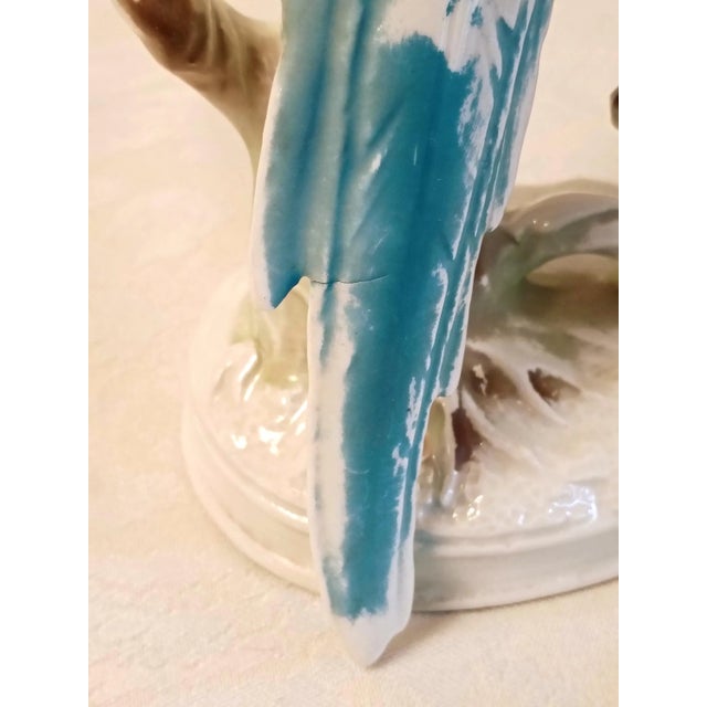 Sky Blue Blue and White Royal Sealy Porcelain Parrot Figurine Old Florida Chinoserie Style For Sale - Image 8 of 10