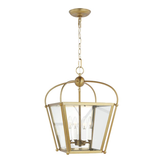 Traditional Chapman & Myers By Visual Comfort Studio Charleston 4-Light Small Pendant in Satin Brass For Sale - Image 3 of 3