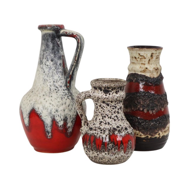 West German Fat Lava Pottery Vases from Bay Keramik, 1960s, Set of 3 For Sale - Image 6 of 14