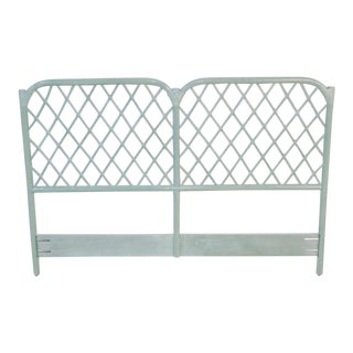 Green Painted Faux Bamboo Headboard For Sale