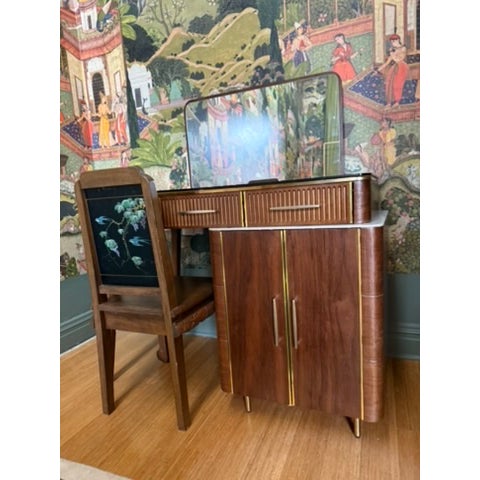 2020s Walnut Wood Makeup Vanity Table & Mirror For Sale - Image 9 of 9