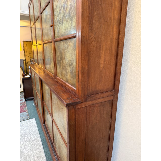 Oversized Teak Wood Wall Cabinet, Two Piece For Sale - Image 9 of 12