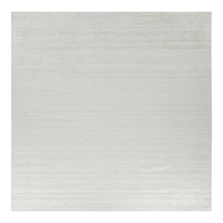 Rug & Kilim’s Oversized Textural Square Rug In Solid White and Gray Striae - 10x14 For Sale