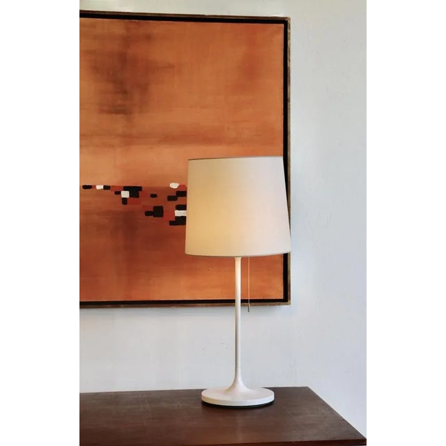 White Large Lacquered Metal Table Lamps, 1970s, Set of 2 For Sale - Image 8 of 10