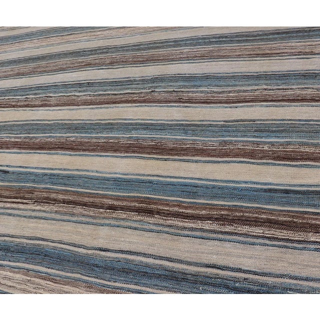 Flat-Weave Kilim Rug by Keivan Woven Arts, Brown and Blue 8'0 X 11'6 For Sale In Atlanta - Image 6 of 13