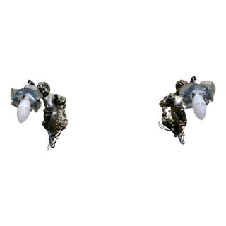 French Arts and Crafts Cherub Wall Lights, 1900, Set of 2 For Sale