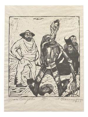 Don Quichotte von der Mancha, Arminius Hasemann, Woodcut, Berlin, 1922, On Japanese Paper Under Glass