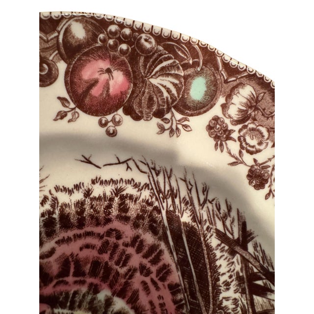 Johnson Brothers Johnson Brothers “His Majesty” Turkey Transferware Thanksgiving Dinner Plate For Sale - Image 4 of 8