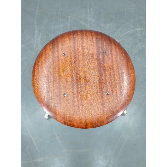 German Industrial Stool with Plywood Seat, 1950s For Sale - Image 4 of 10