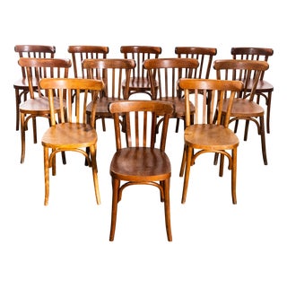 Vintage Honey Oak and Bentwood Dining Chairs, 1950s, Set of 12 For Sale