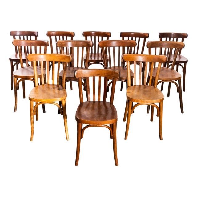 Vintage Honey Oak and Bentwood Dining Chairs, 1950s, Set of 12 For Sale