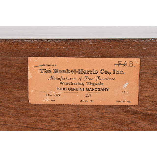 Brown Henkel Harris Georgian Solid Mahogany Eight-Drawer Highboy Dresser, 1960s For Sale - Image 8 of 12