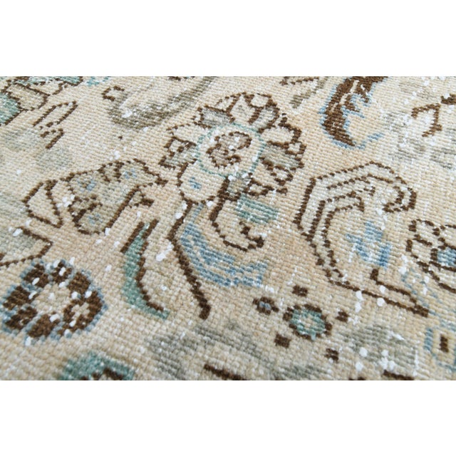 1970s Vintage Persian Handmade Wool Cotton Beige Area Rug For Sale - Image 10 of 11