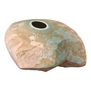 Monumental Modernist Large Raku Vase by Tony Evans (1942- 2009 ) Organic Freeform Shape Signed For Sale