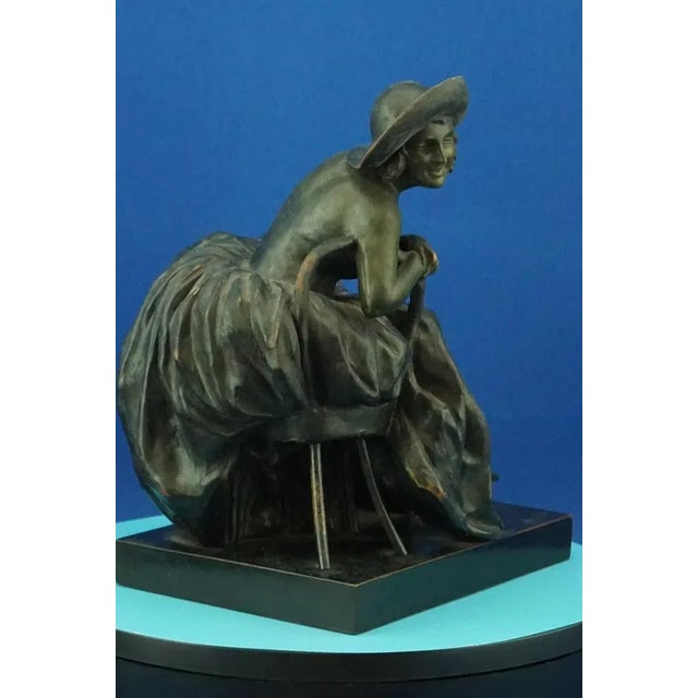 Art Nouveau Ceramic Sculpture Depicting a Lady on a Thonet Chair by Guido Cacciapuoti, Naples, Italy, Early 1900s For Sale - Image 11 of 18