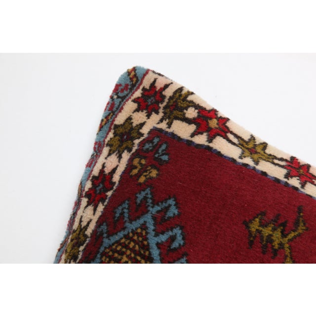 Textile Handwoven Vintage Turkish Throw Rug Pillow Cushion Cover -22'' X 22'' For Sale - Image 7 of 10