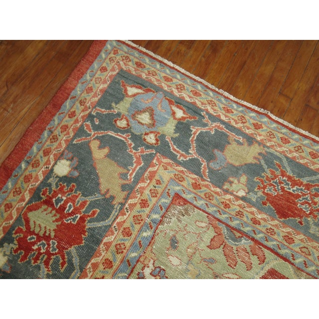 Worn Antique Zabihi Collection Ziegler Mahal Rug - 10' x 14' For Sale - Image 11 of 11
